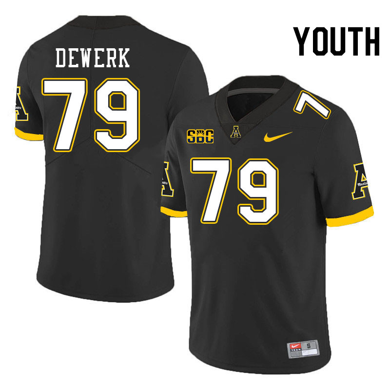 Youth #79 Andres Dewerk Appalachian State Mountaineers College Football Jerseys Stitched-Black